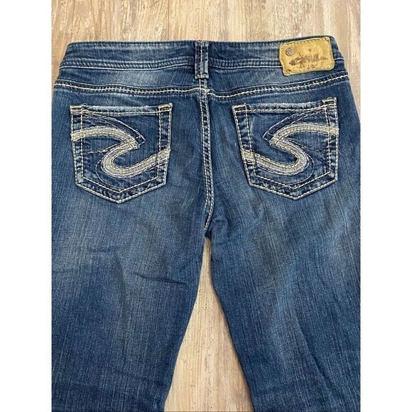 Silver AIKO Bootcut Jeans Mid Rise Embroidered Women’s Sz W29/L29 - Picture 7 of 8